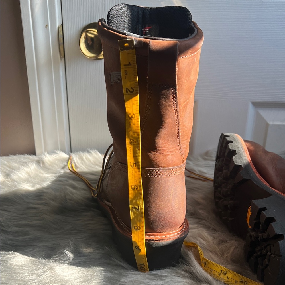 Red Wing Shoes Brown Leather Boots with Yellow Laces - Picture 10 of 11